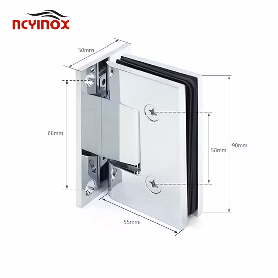 90-Grad-Wand-zu-Glastürscharnier Messing Badezimmer-Versatz 5 Grad Glas-Duschscharnier