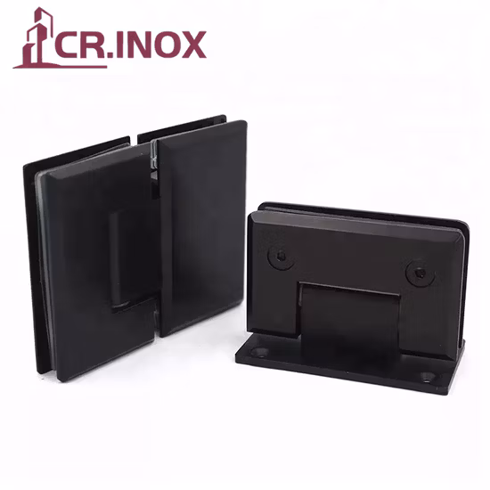 Mattschwarze Duschtürscharniere, Wand-zu-Glas, rahmenlose Glasbeschläge, drehbare Befestigungsscharniere für Duschtüren